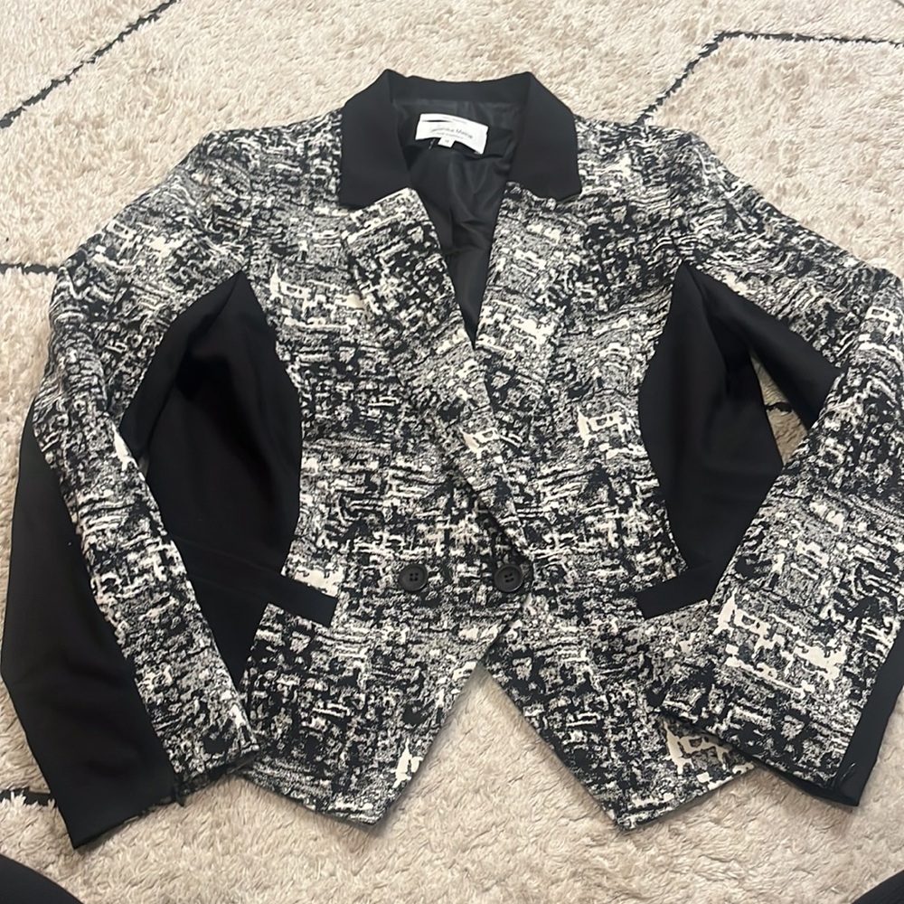 Veronika Maine Women's Black and White Blazer 8 - Picture 2 of 7